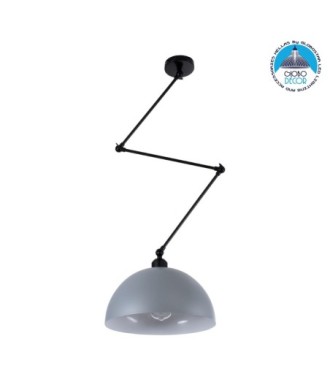 GLOBOSTAR® LOTUS 00937 Μοντέρνο Φωτιστικό Οροφής με Ντουί 1 x E27 AC 220-240V IP20 - Γκρι & Μαύρο - Μ30 x Π30 x Υ21cm